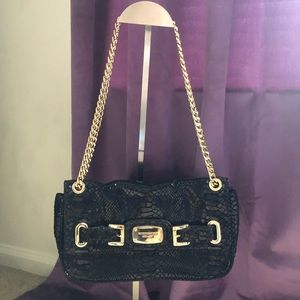 Michael Kors black snakeskin convertible clutch